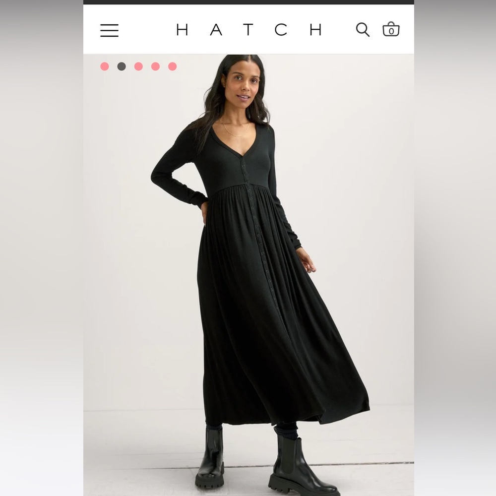 Hatch SoftestRib Nursing Dress, Sz M, Black